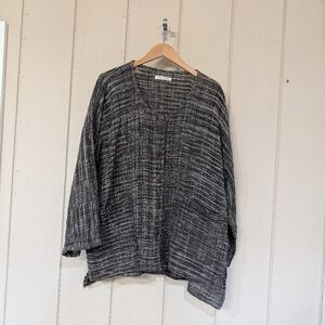 Yasuko Kurisaka Handwoven Woven Cotton Jacket‎ Lagenlook Japan